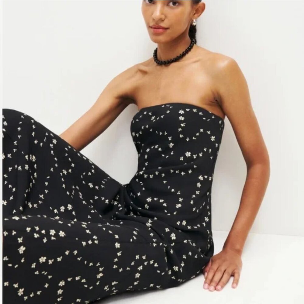 Reformation Joana Silk Dress in Breezy Black